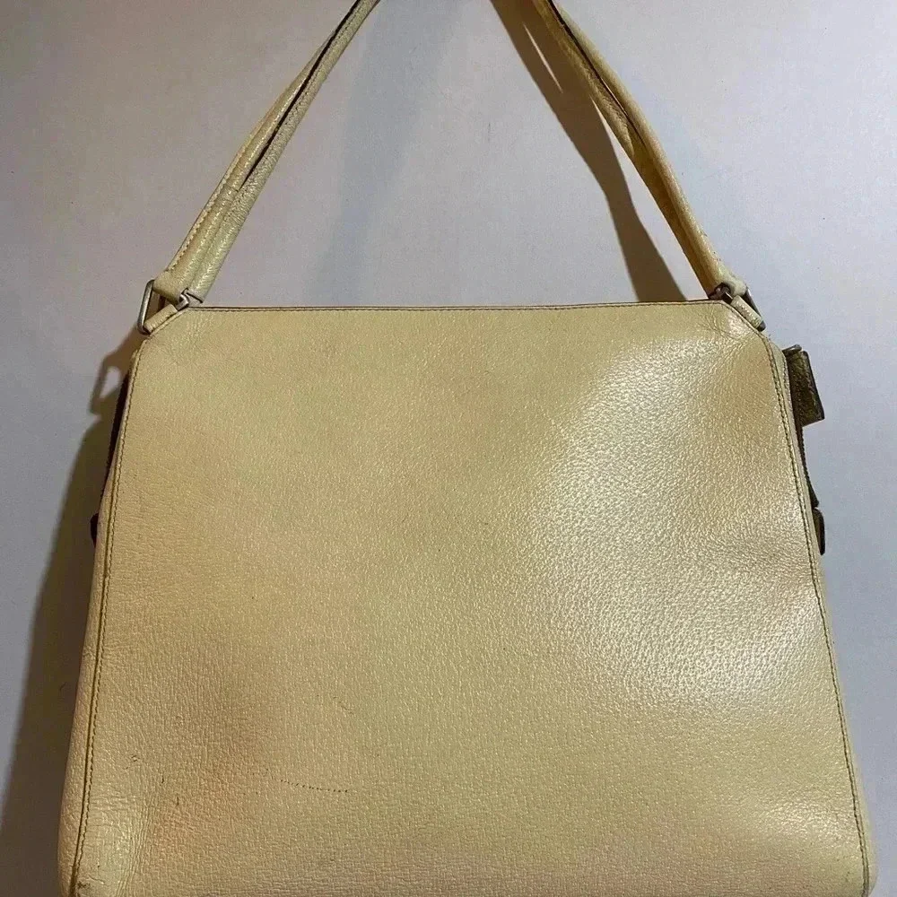 Prada  vintage beige cream leather handle handbag